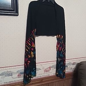 Colorful Patterned Black Cardigan